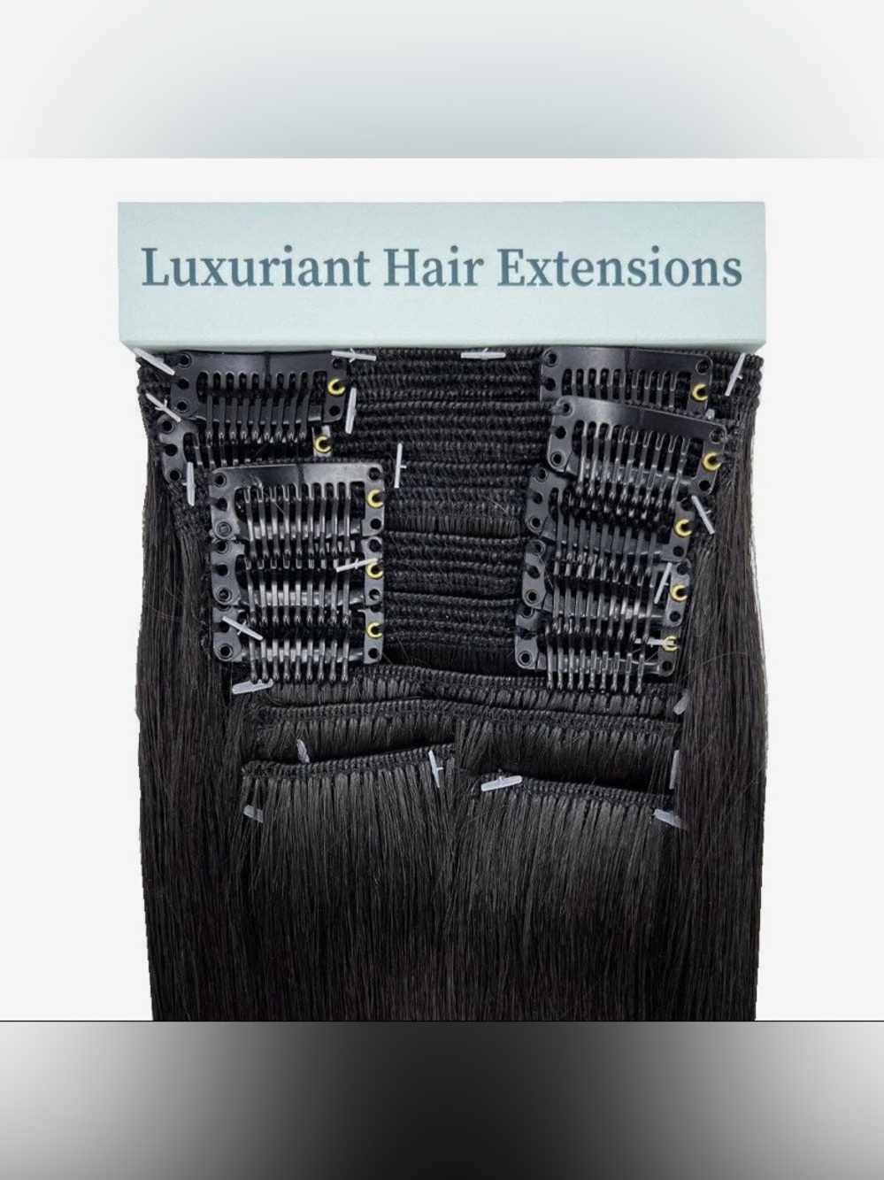 Clip-In Human Hair Blend Extensions 22" - 1B Natural Black - Picture 4 of 5